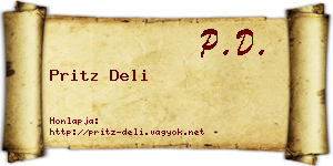 Pritz Deli névjegykártya